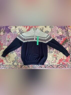 Weatherproof Navy and Light Gray Half-Zip Sweater